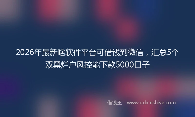 2026年最新啥软件平台可借钱到微信，汇总5个双黑烂户风控能下款5000口子