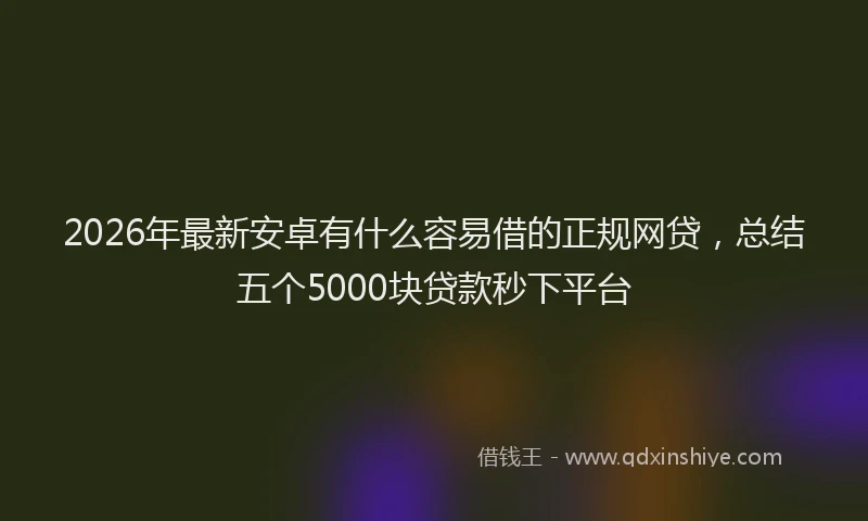 2026年最新安卓有什么容易借的正规网贷，总结五个5000块贷款秒下平台