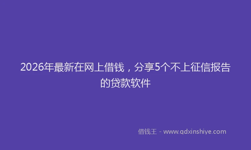 2026年最新在网上借钱，分享5个不上征信报告的贷款软件
