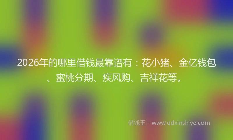 2026年的哪里借钱最靠谱有：花小猪、金亿钱包、蜜桃分期、疾风购、吉祥花等。