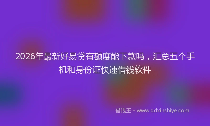 2026年最新好易贷有额度能下款吗，汇总五个手机和身份证快速借钱软件