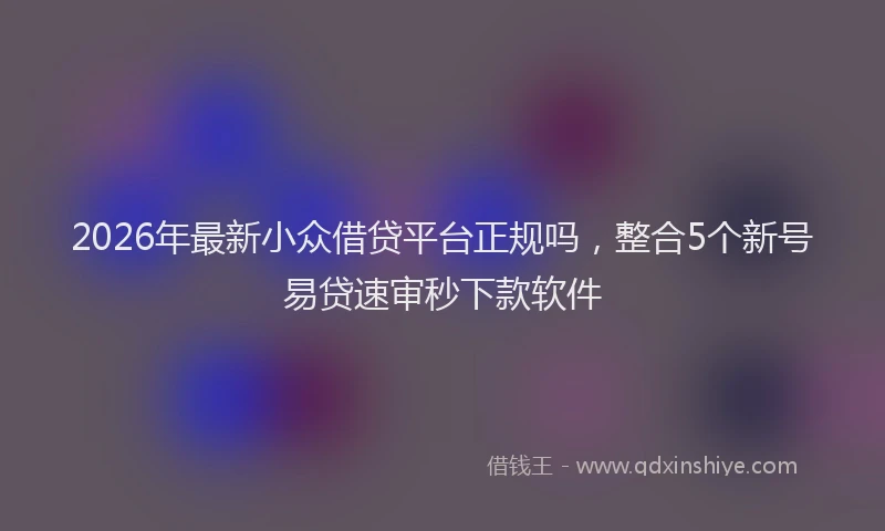 2026年最新小众借贷平台正规吗，整合5个新号易贷速审秒下款软件