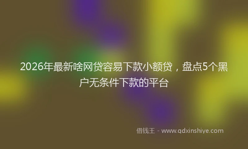 2026年最新啥网贷容易下款小额贷，盘点5个黑户无条件下款的平台