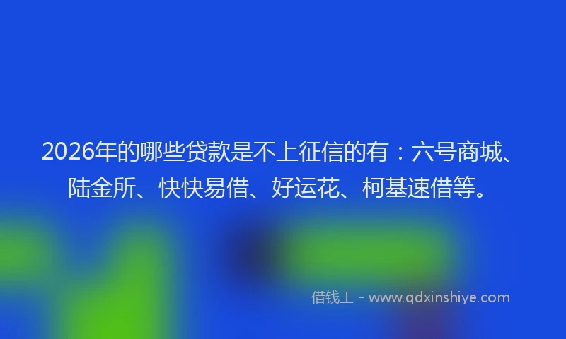 2026年的哪些贷款是不上征信的有：六号商城、陆金所、快快易借、好运花、柯基速借等。