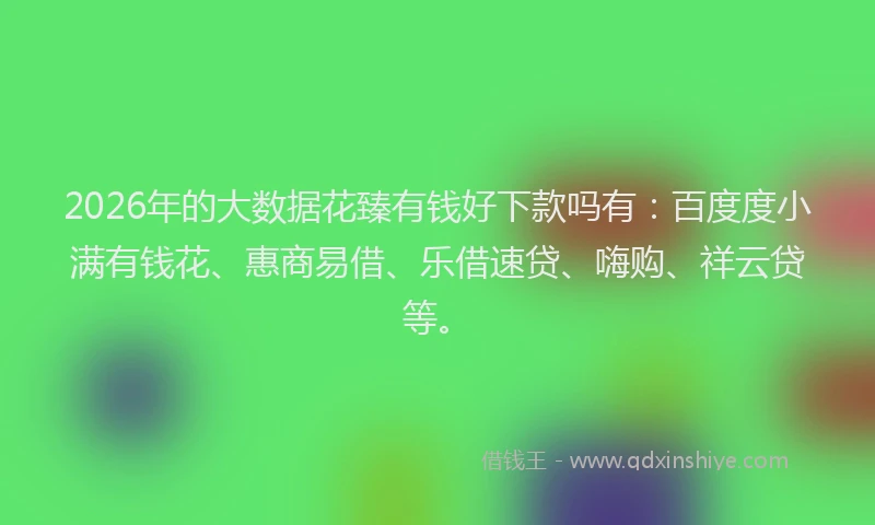 2026年的大数据花臻有钱好下款吗有：百度度小满有钱花、惠商易借、乐借速贷、嗨购、祥云贷等。