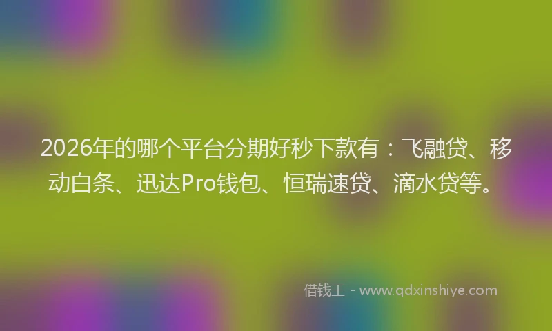 2026年的哪个平台分期好秒下款有:飞融贷、移动白条、迅达Pro钱包、恒瑞速贷、滴水贷等。