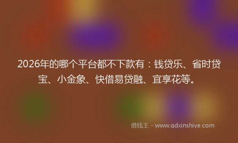 2026年的哪个平台都不下款有:钱贷乐、省时贷宝、小金象、快借易贷融、宜享花等。