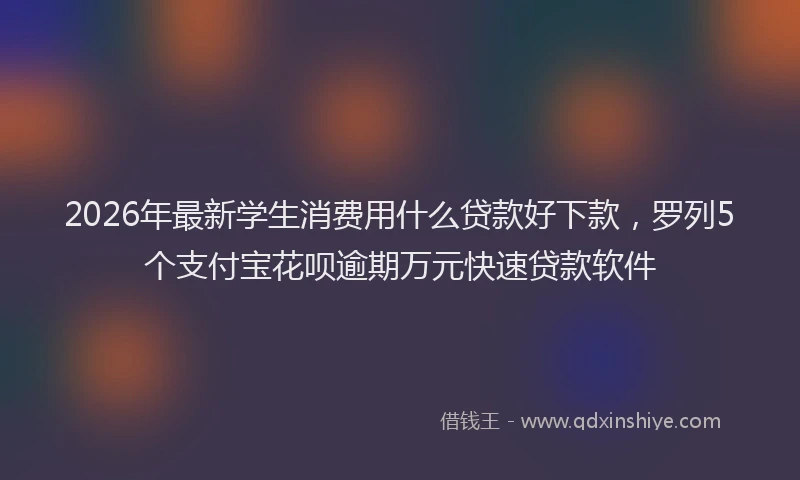 2026年最新学生消费用什么贷款好下款，罗列5个支付宝花呗逾期万元快速贷款软件