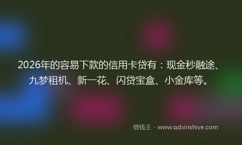 2026年的容易下款的信用卡贷有：现金秒融途、九梦租机、新一花、闪贷宝盒、小金库等。