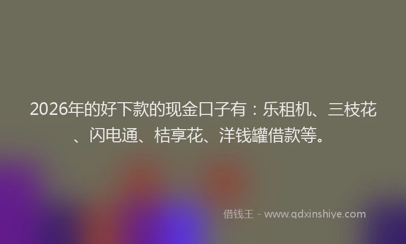 2026年的好下款的现金口子有：乐租机、三枝花、闪电通、桔享花、洋钱罐借款等。
