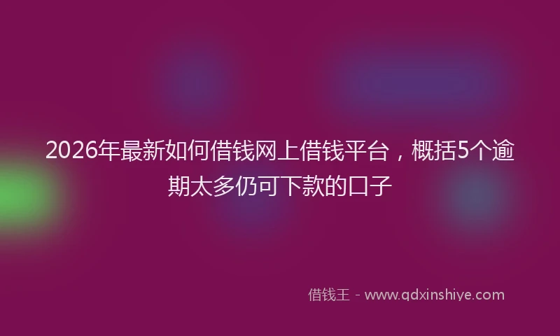 2026年最新如何借钱网上借钱平台，概括5个逾期太多仍可下款的口子