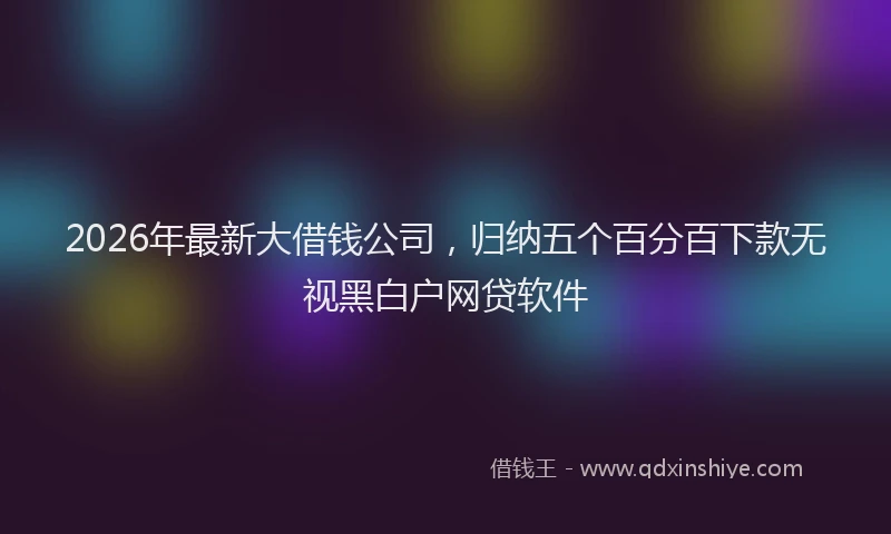 2026年最新大借钱公司,归纳五个百分百下款无视黑白户网贷软件