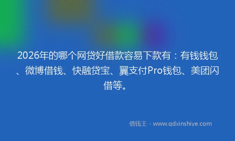 2026年的哪个网贷好借款容易下款有：有钱钱包、微博借钱、快融贷宝、翼支付Pro钱包、美团闪借等。