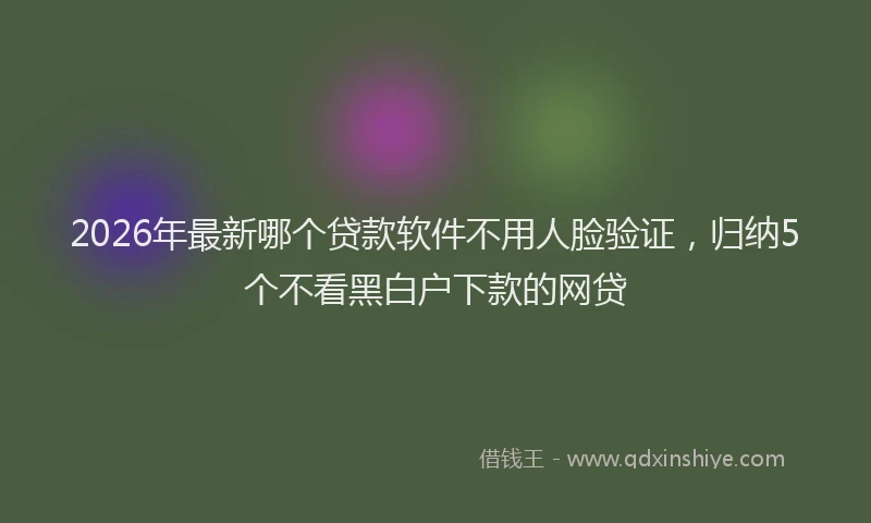 2026年最新哪个贷款软件不用人脸验证，归纳5个不看黑白户下款的网贷