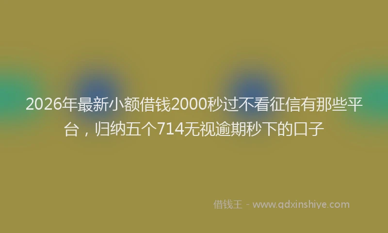 2026年最新小额借钱2000秒过不看征信有那些平台，归纳五个714无视逾期秒下的口子