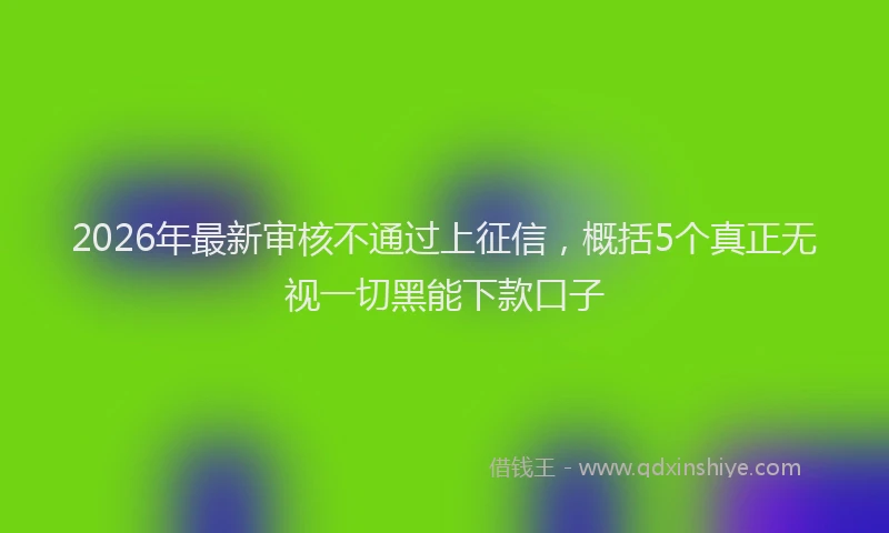 2026年最新审核不通过上征信，概括5个真正无视一切黑能下款口子