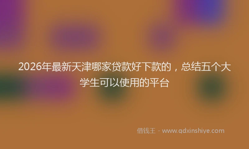 2026年最新天津哪家贷款好下款的,总结五个大学生可以使用的平台
