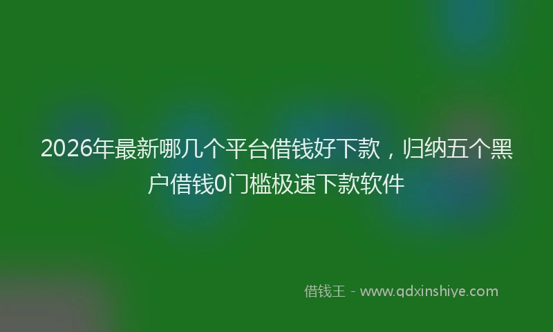 2026年最新哪几个平台借钱好下款,归纳五个黑户借钱0门槛极速下款软件