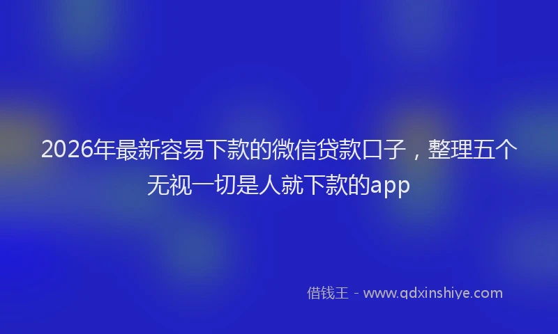 2026年最新容易下款的微信贷款口子，整理五个无视一切是人就下款的app