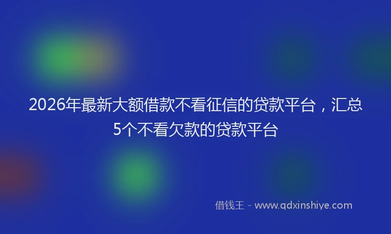 2026年最新大额借款不看征信的贷款平台，汇总5个不看欠款的贷款平台