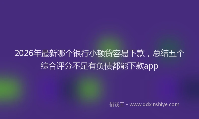 2026年最新哪个银行小额贷容易下款，总结五个综合评分不足有负债都能下款app