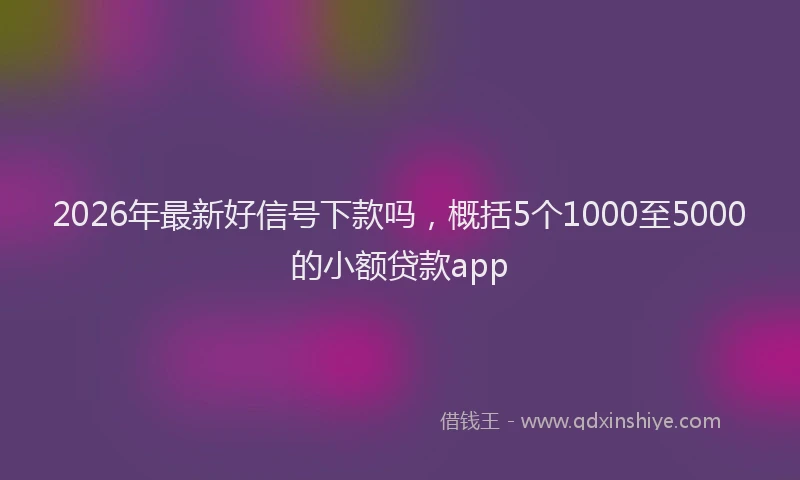 2026年最新好信号下款吗，概括5个1000至5000的小额贷款app