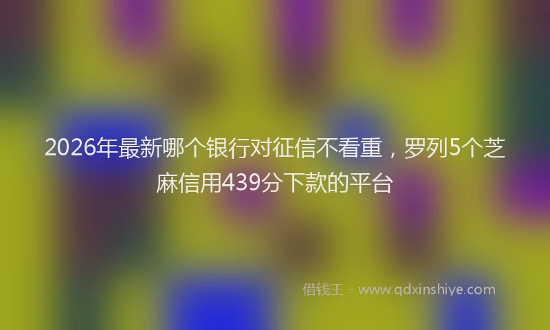 2026年最新哪个银行对征信不看重,罗列5个芝麻信用439分下款的平台