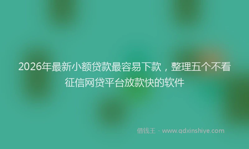 2026年最新小额贷款最容易下款，整理五个不看征信网贷平台放款快的软件