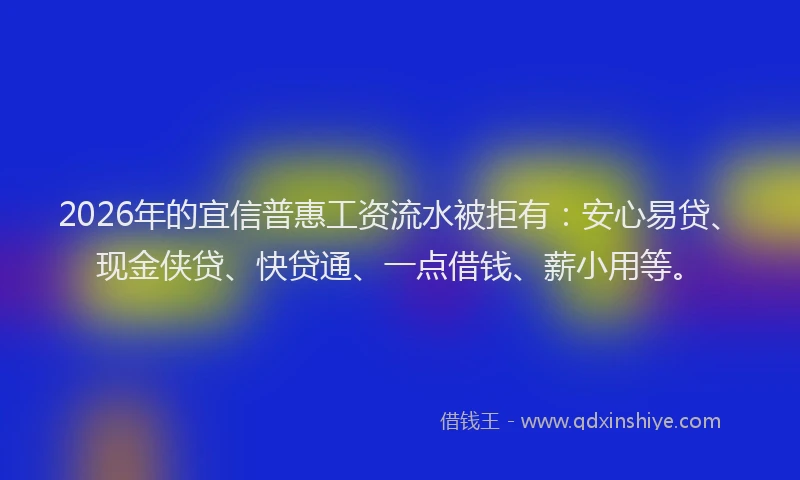 2026年的宜信普惠工资流水被拒有：安心易贷、现金侠贷、快贷通、一点借钱、薪小用等。