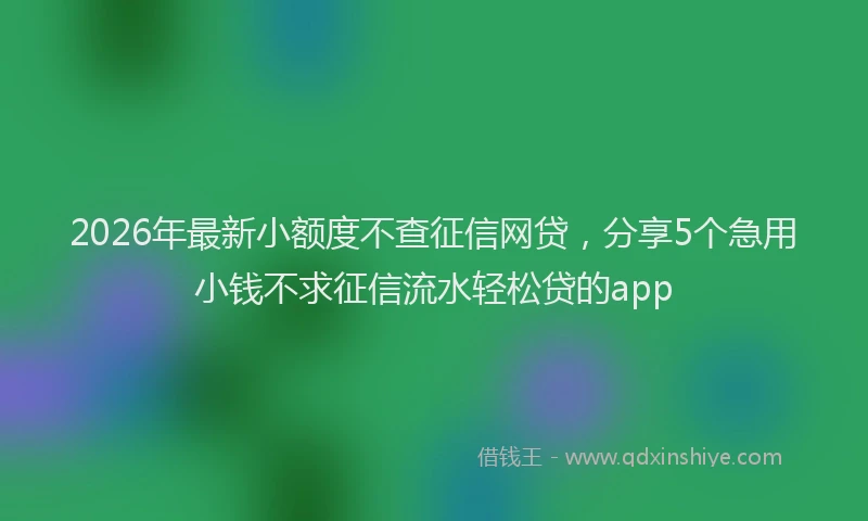 2026年最新小额度不查征信网贷，分享5个急用小钱不求征信流水轻松贷的app