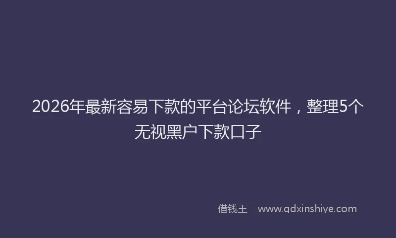 2026年最新容易下款的平台论坛软件，整理5个无视黑户下款口子