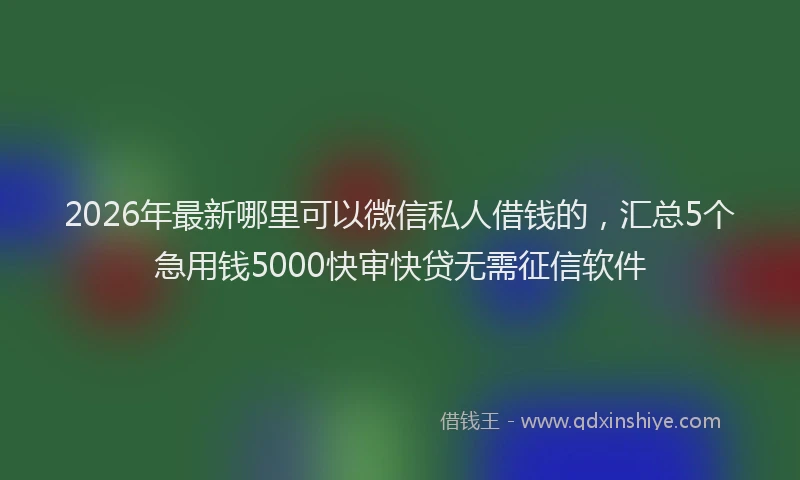 2026年最新哪里可以微信私人借钱的,汇总5个急用钱5000快审快贷无需征信软件