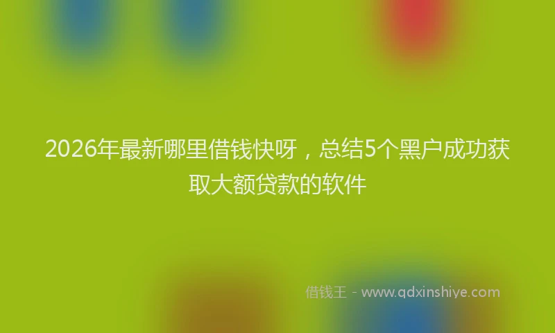 2026年最新哪里借钱快呀，总结5个黑户成功获取大额贷款的软件