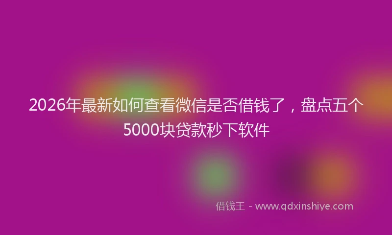 2026年最新如何查看微信是否借钱了，盘点五个5000块贷款秒下软件