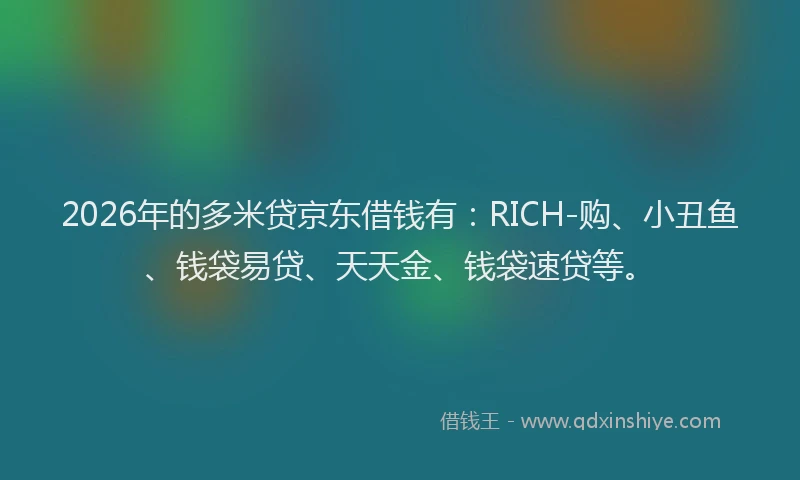 2026年的多米贷京东借钱有:RICH-购、小丑鱼、钱袋易贷、天天金、钱袋速贷等。
