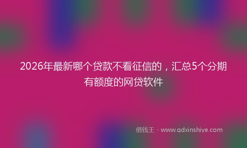 2026年最新哪个贷款不看征信的，汇总5个分期有额度的网贷软件