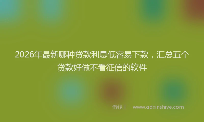 2026年最新哪种贷款利息低容易下款，汇总五个贷款好做不看征信的软件