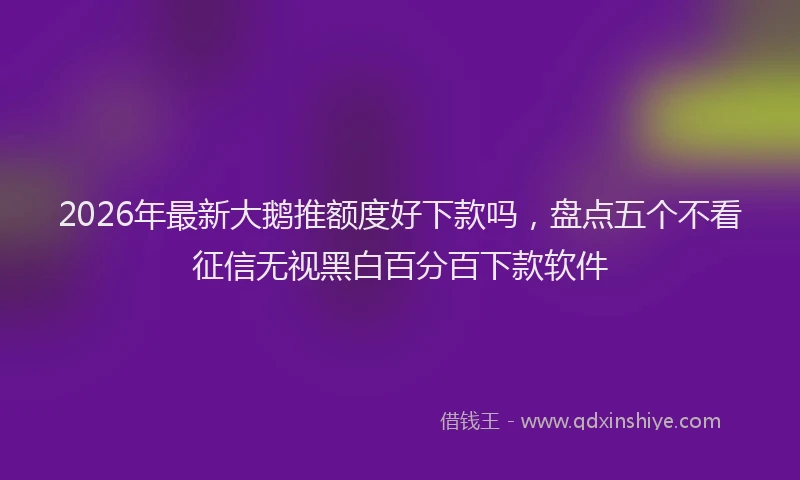 2026年最新大鹅推额度好下款吗，盘点五个不看征信无视黑白百分百下款软件