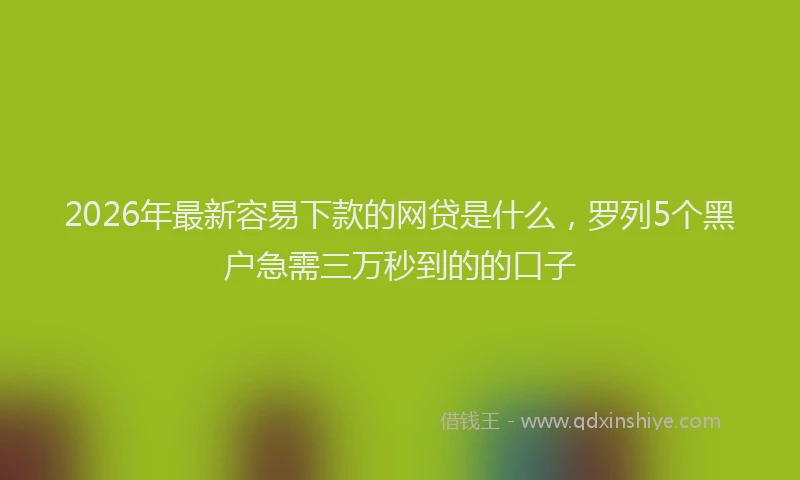 2026年最新容易下款的网贷是什么，罗列5个黑户急需三万秒到的的口子