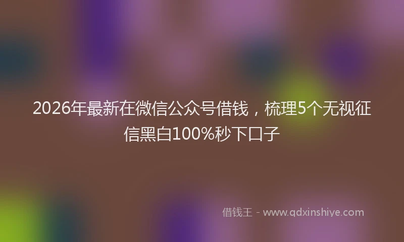 2026年最新在微信公众号借钱，梳理5个无视征信黑白100%秒下口子