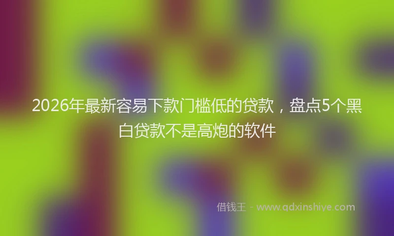 2026年最新容易下款门槛低的贷款，盘点5个黑白贷款不是高炮的软件