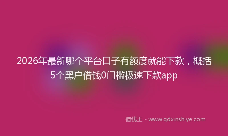 2026年最新哪个平台口子有额度就能下款,概括5个黑户借钱0门槛极速下款app