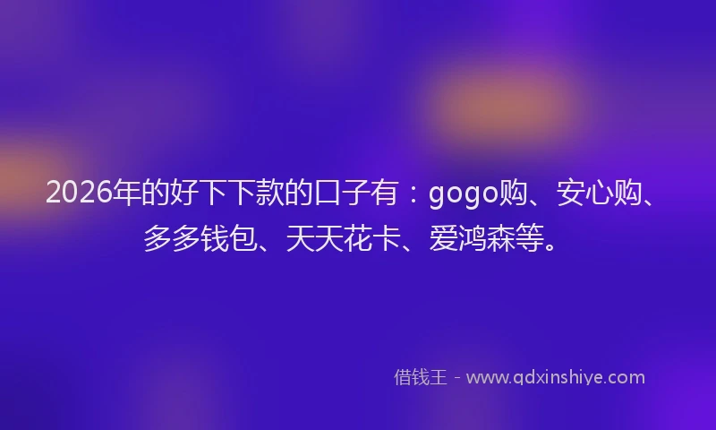 2026年的好下下款的口子有：gogo购、安心购、多多钱包、天天花卡、爱鸿森等。