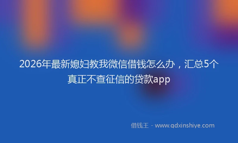 2026年最新媳妇教我微信借钱怎么办，汇总5个真正不查征信的贷款app