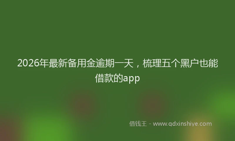 2026年最新备用金逾期一天，梳理五个黑户也能借款的app