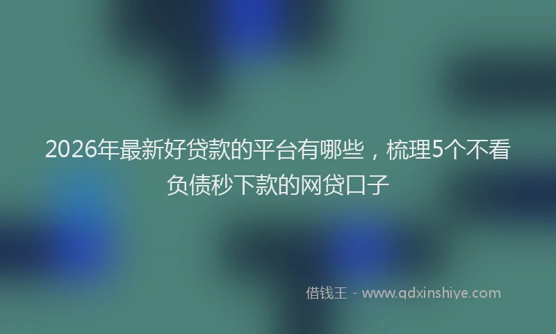 2026年最新好贷款的平台有哪些，梳理5个不看负债秒下款的网贷口子