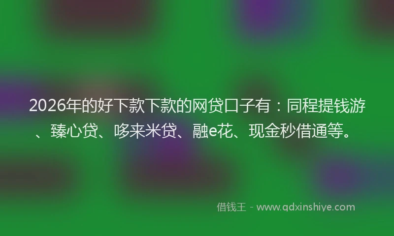 2026年的好下款下款的网贷口子有：同程提钱游、臻心贷、哆来米贷、融e花、现金秒借通等。