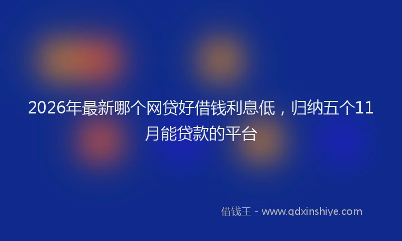2026年最新哪个网贷好借钱利息低，归纳五个11月能贷款的平台