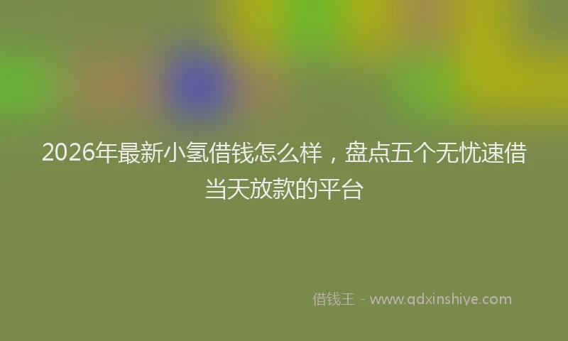 2026年最新小氢借钱怎么样，盘点五个无忧速借当天放款的平台