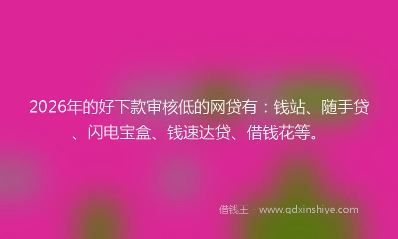 2026年的好下款审核低的网贷有：钱站、随手贷、闪电宝盒、钱速达贷、借钱花等。